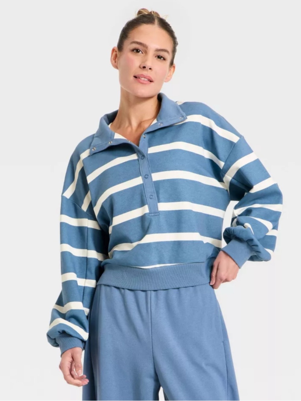 all in motion Blue and White Striped Pullover Rugby Top